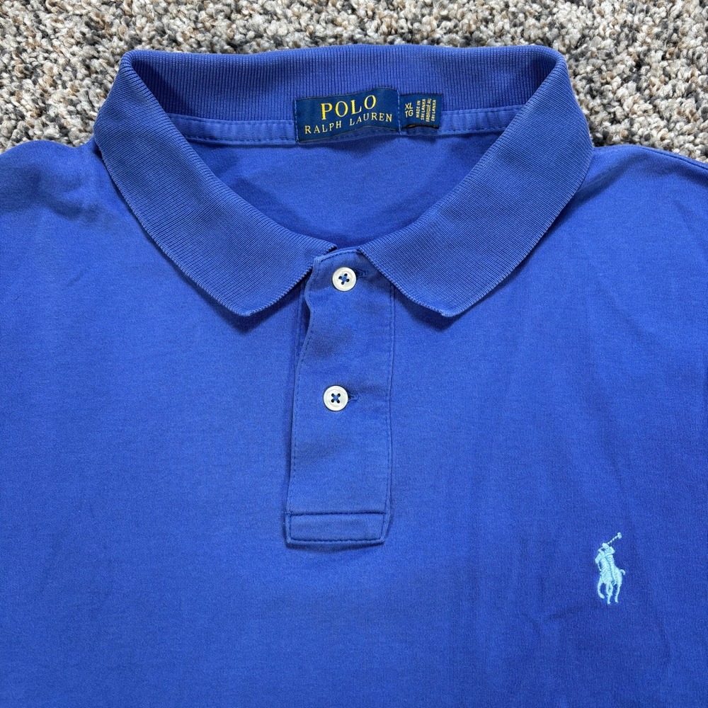 Polo Ralph Lauren Men's XL Royal Blue Short Sleeve Polo Shirt Light Blue Pony